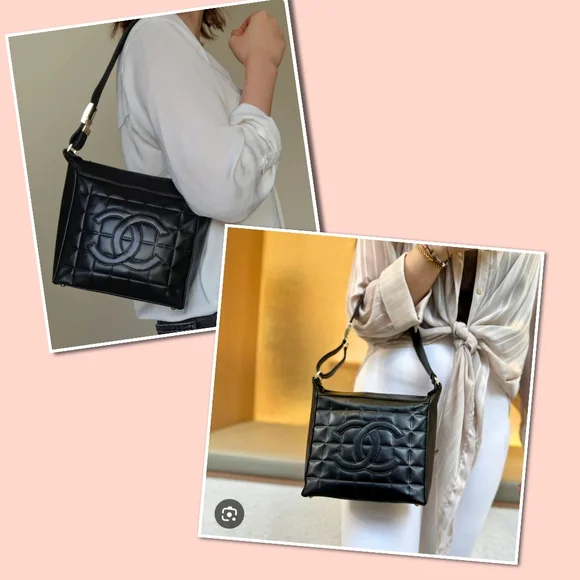 FULL SET Chanel Black Chocolate Bar Leather Bag - Picture 15 of 16